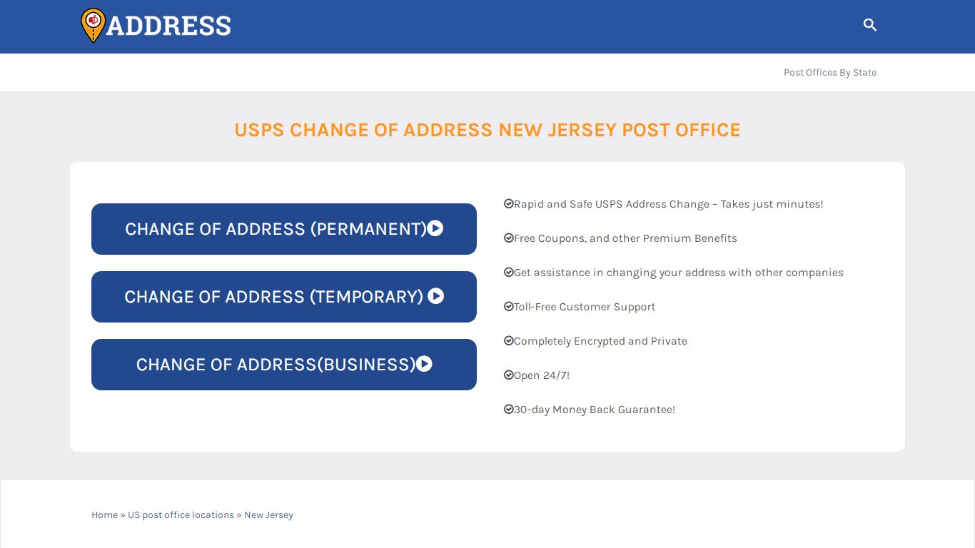 USPS Change of Address New Jersey Post Office